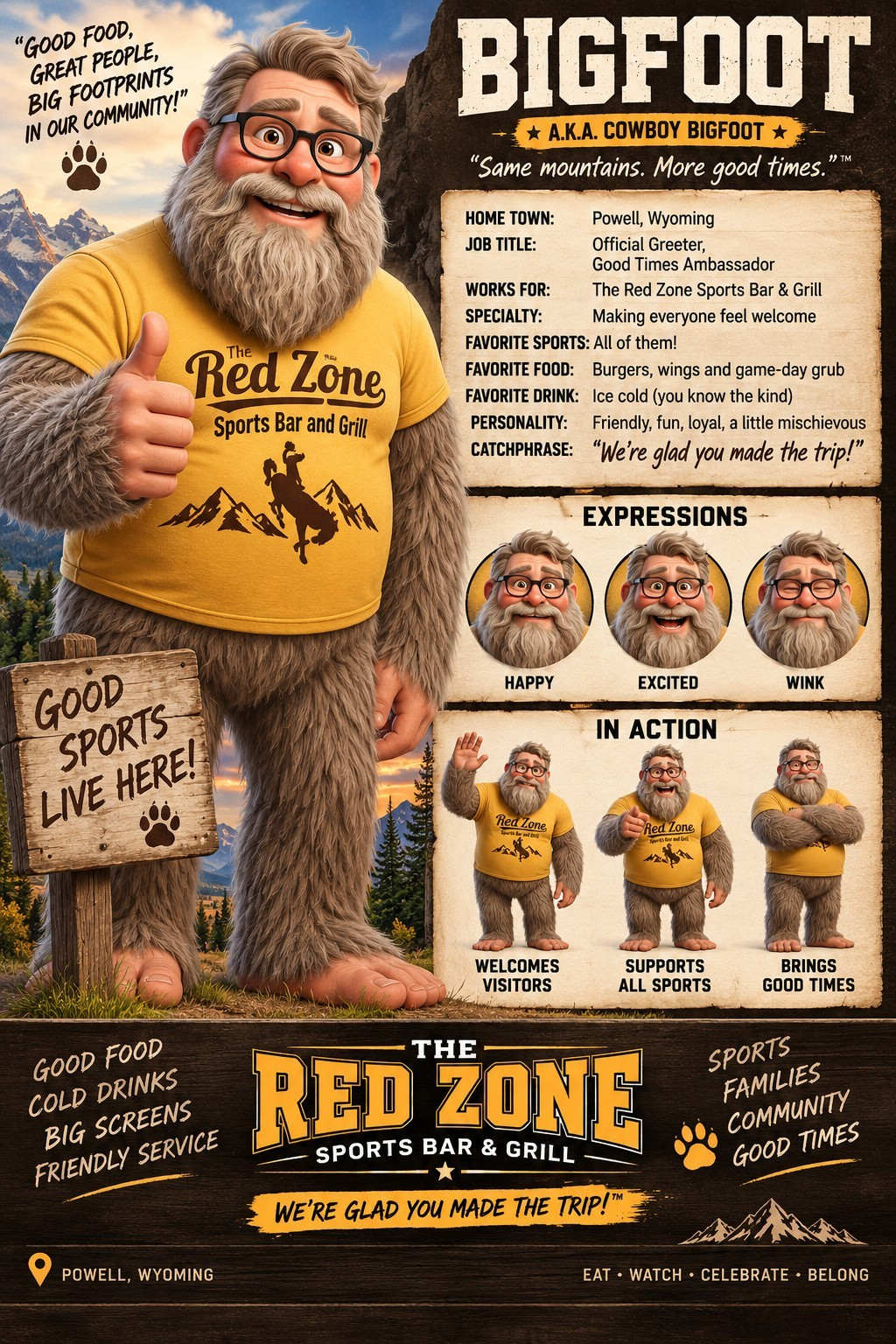 Bigfoot, the cartoon embodiment of Red Zone owner James Andrews